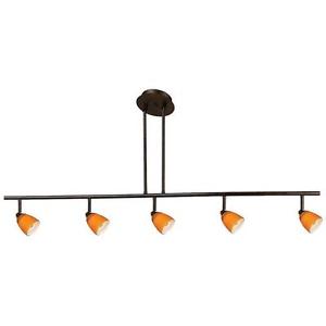 Cal Lighting SL-954-5-DB-AM Track Lighting, Track Light Amber Glass & Dark Br...