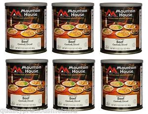 6  Cans - Beef Diced - Mountain House Freeze Dried Emergency Food Supply