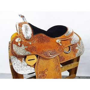 NEW LATEST WESTERN ECO LEATHER SHOW SADDLE 16'' WITH GIRTH AND ACESSORIES