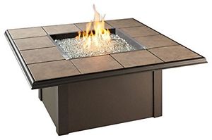 Napa Valley Crystal Fire Pit Table with Brown Metal Base