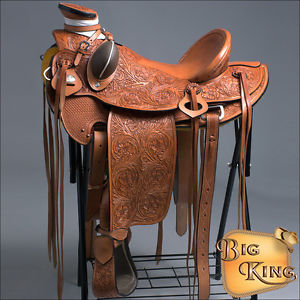 CWD005OLWST HILASON BIG KING WESTERN WADE RANCH ROPING COWBOY TRAIL SADDLE 15"