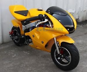 FREE SHIPPING KIDS 40CC 4 STROKE MINI BIKE GAS MOTOR SUPERBIKE YELLOW V DB40A