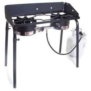 Camp Chef Explorer 2-Burner Stove - 3-Sided Windscreen & Removable Legs