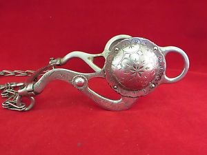 VINTAGE VISALIA "HUMANE" SILVER MOUNTED BIT WITH REIN CHAINS