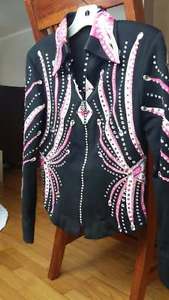 Woods Western Show Jacket, Size Small, Black and Pink