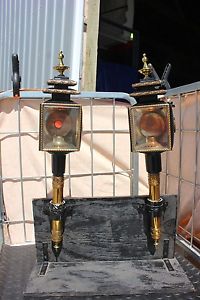 ~ 33-35  Pair of antique super ornate extra large horse drawn carriage lamps