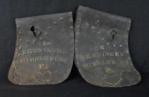 Antique Pair of Leather Horse Pads w/Unusual Brass Adornments Middleburg, Pa.