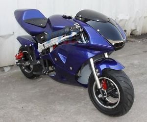 FREE SHIPPING KIDS 40CC 4 STROKE MINI BIKE GAS MOTOR SUPERBIKE BLUE V DB40A