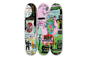 Set of 3 Jean Michel Basquiat skateboards decks supreme hirst murakami kaws