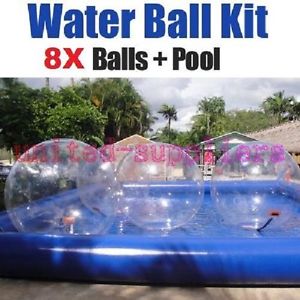 8X Walking Water Tizip Balls CE 8Mx7M Inflatable Pool Kit Zorb Hamster 26x23 FT