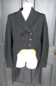 DEGE & SONS UK Formal Riding Tailcoat Shadbelly Black Wool w/Canary Points 10 12