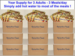 Alpine Aire Food Freeze Dried Year Supply 3 Adults - 3 meals/ day  -New