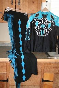 Western Chaps and Show Shirt Set Women's Custom Made Crystal Paid $2,400