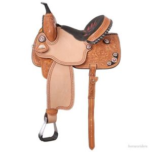 14 Inch Western Barrel Racing Saddle - Light Oil - Silver Royal Fayette