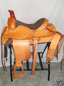 SADDLE, NEW USA MADE 16" LEATHER WESTERN ROPER SADDLE TAN COLOR