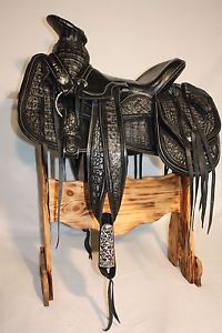 15" Montura Carra  - Mexican Saddle - Horse Saddle -Piel de Cocodrilo - #27126