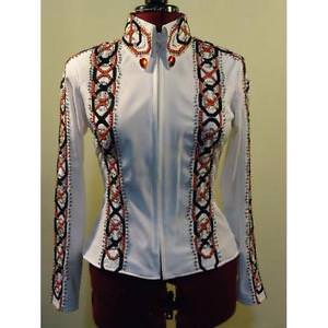 14911 Wire Horse LTD White Horse Show Jacket with Black & Red  Ladies Large