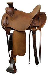 16" Showman Roping Saddle With Braided Basket Weave Tooling & Roping Warranty