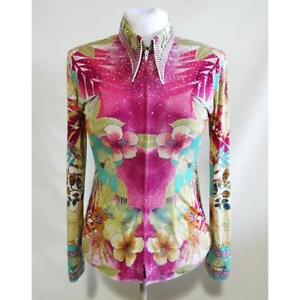 123602 Lisa Nelle Tropical Paradise Ladies Horsemanship Shirt L/XL ONE OF A KIND