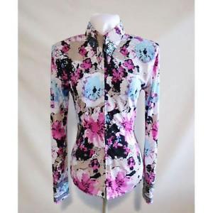 124001 Lisa Nelle Floral Ladies Horsemanship Shirt Medium ONE OF A KIND!  NEW