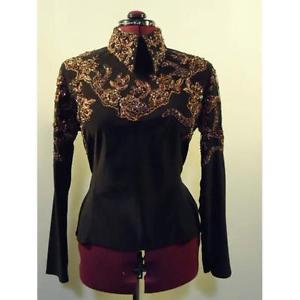 14Z02 Wire Horse LTD Black with Copper Lace Horsemanship Jacket Ladies Small NEW