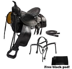 17" BLACK OLD TIME LEATHER WESTERN PLEASURE TRAIL ENDURANCE HORSE SADDLE TACK