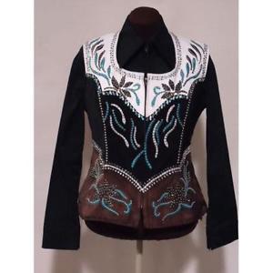 14V1910 Wire Horse LTD. Ladies Black, White and Brown Hand-painted Vest XL NEW