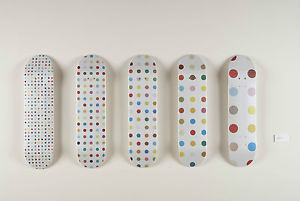 Set of 5 Damien Hirst Supreme spot skateboards decks