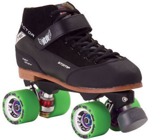 Black Roller Derby Skates Stomp Factor 1 Falcon Atom Juke Wheels Men Size 4-12