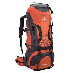 80L Tactical Camping Hiking Traveling Mountaineering Backpack -Color: Orange