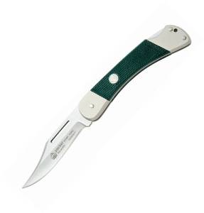 Puma Packer Lockback Folding Knife,4.25in closed,Clip Blade,Green Abs Handle 230465