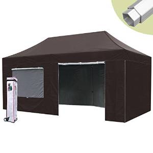 Eurmax PRO 10 X 20 Ez Pop up Canopy Tent Commercial Canopy Gazebo with Full Walls and Roller Bag, Brown