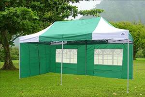 10'x20' Pop up 6 Walls Canopy Party Tent Gazebo Ez Green/White - F Model Upgrade Frame By DELTA Canopies