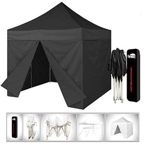 Eurmax 10 x 10 Ez Pop up Canopy Party Tent Instant Outdoor Gazebo With 4 Removable Zipper End Sidewalls Walls with Dust Cover