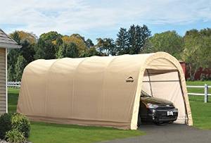 AutoShelter RoundTop® 1020 (10 ft. x 20 ft. x 8 ft. 3 x 6,1 x 2,4 m)Double-Zippered Door Panel, Sandstone Fitted Cover