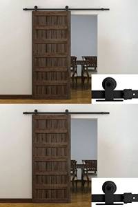 Cherry Queen LOT2~6Ft Black Modern European Style Wood Steel Sliding Door Hardware Closet Set