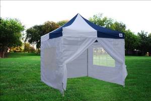 10'x10' Pop up 4 Wall Canopy Party Tent Gazebo Ez Navy Blue White - F Model Upgraded Frame By DELTA Canopies