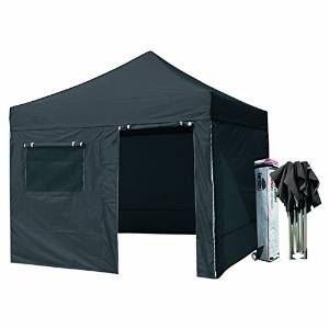 Eurmax 10' X 10' Commercial Canopy Outdoor Party Tent Instant Shelter with 4 Zippered Sides and Carry Bag, Black