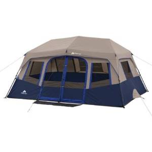 Ozark Trail 10 Person 2 Room Instant Cabin Tent including Hanging Gear Organizer, Carry Bag and Tent Stakes