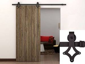 Cherry Queen 6FT Dark Coffee Country Antique Barn Wood Sliding Door Hardware Track Closet Set