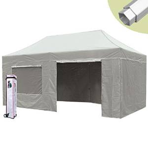 10x20 Eurmax Pop up Canopy Gazebo Tent High Commercial Canopy Gazebo w/ 4 Sidewalls Select Color (Gray)