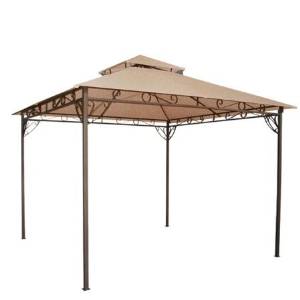 Tan 10' x 10' Feet Garden Canopy Gazebo Replacement Top 2 Tier Outdoor Patio Lawn UV Block Sun Shade Waterproof Polyester 127 3/4 Square Inches Tent Durable