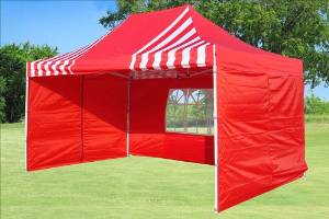 10'x15' Pop up 4 Wall Canopy Party Tent Gazebo Ez Red Stripe - E Model By DELTA Canopies