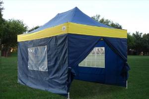 10'x15' Pop Up 4 Wall Canopy Party Tent EZ Navy Blue/Yellow - F Model Upgraded Frame By DELTA Canopies