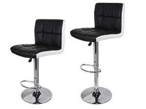 Cherry Queen 2 Black/White PU Leather Modern Adjustable Swivel Barstools Hydraulic Bar Stools