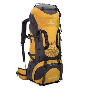 80L Tactical Camping Hiking Traveling Mountaineering Backpack -Color: Yellow