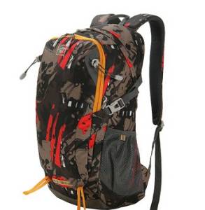 Outdoor Men and Women Through Section 28 Shoulders Mountaineering Backpack Brown Scratches Printing 28 Litres