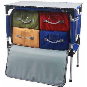 Ozark Trail Durable Camping, Outdoor Portable Storage Locker Table with 4 Leak-proof Lining Packing Cubes