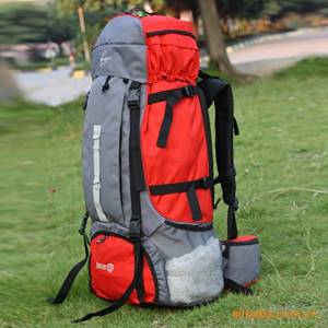 YC 80L large-capacity outdoor backpack hiking bag shoulder, Red