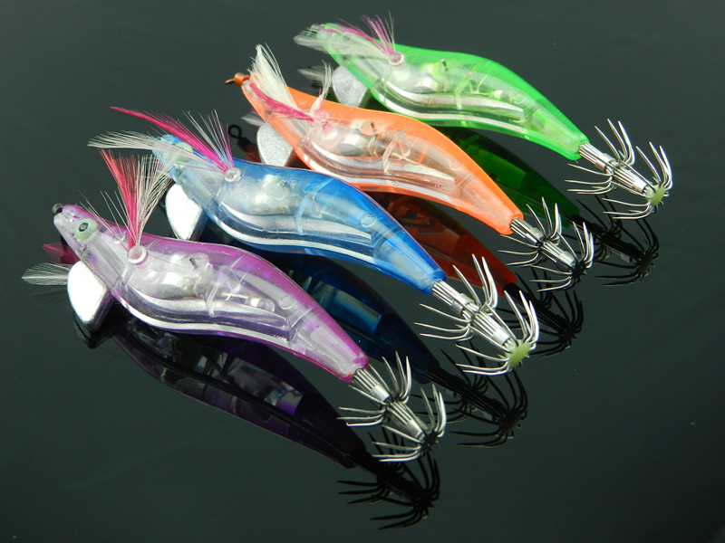 500pc Wrapped Prawn lure octopus Fishing Squid Light Jigs Lures LED Light Electronic SHRIMP Fishing Lure electronic shrimp 2.5#